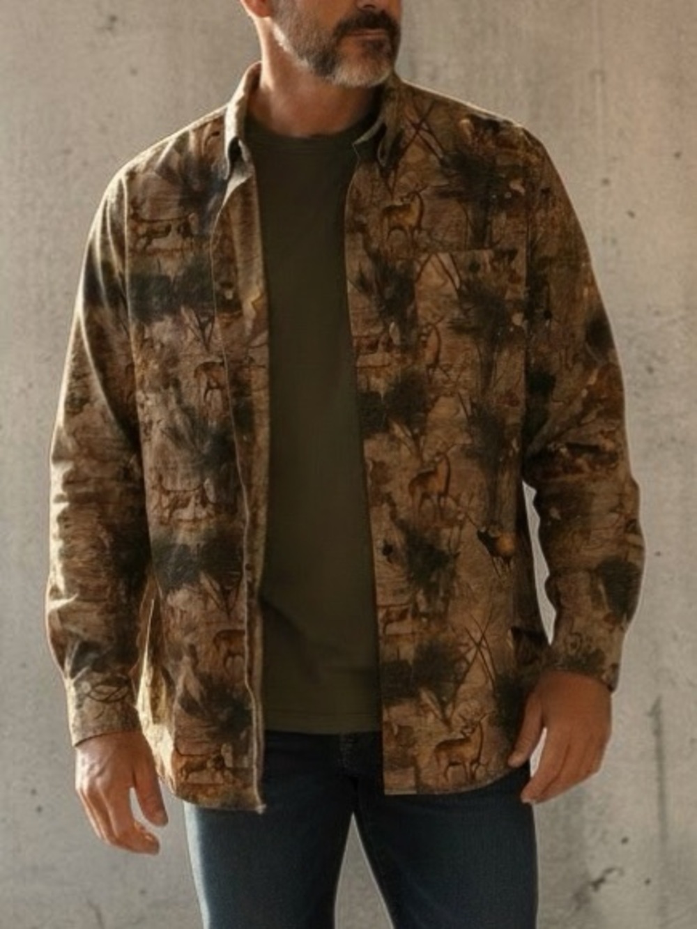 Columbia Deer Print Realtree Camo Button Up Hunting Shirt Mens XXL 2XL Outdoors